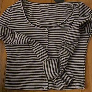 Black and White Striped Button Up